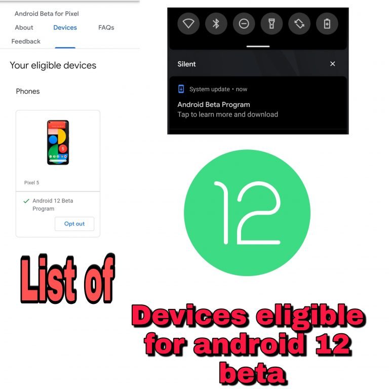 List of devices that are eligible for android 12 beta